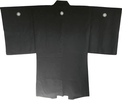Men’s Antique Black Silk Haori Sumitate Yotsume Montsuki Toshogu Yomeimon Nikko