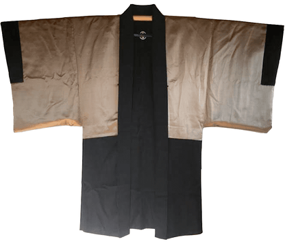 Men’s Antique Black Silk Haori Sumitate Yotsume Montsuki Toshogu Yomeimon Nikko