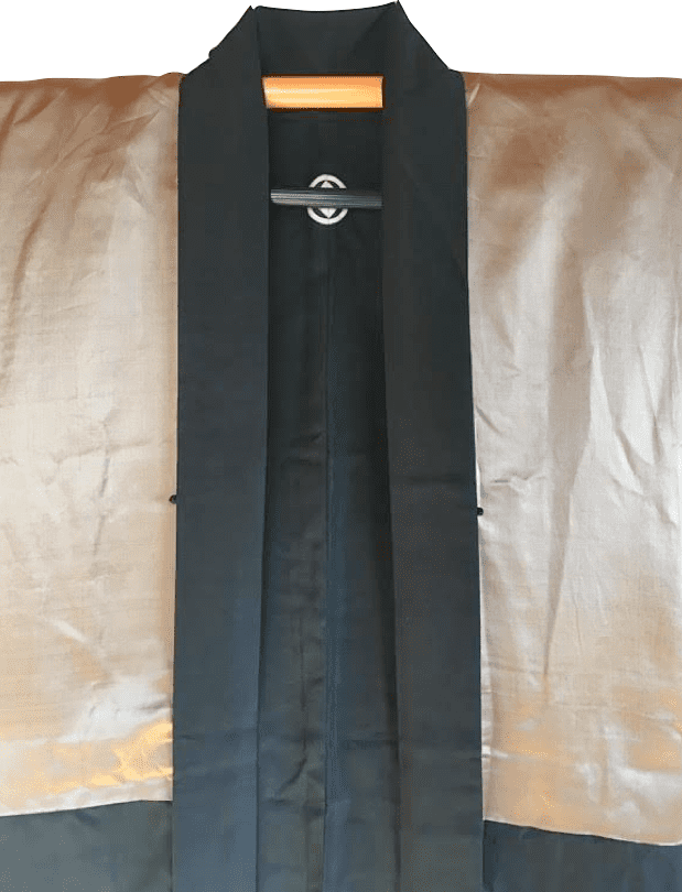 Men’s Antique Black Silk Haori Sumitate Yotsume Montsuki Toshogu Yomeimon Nikko