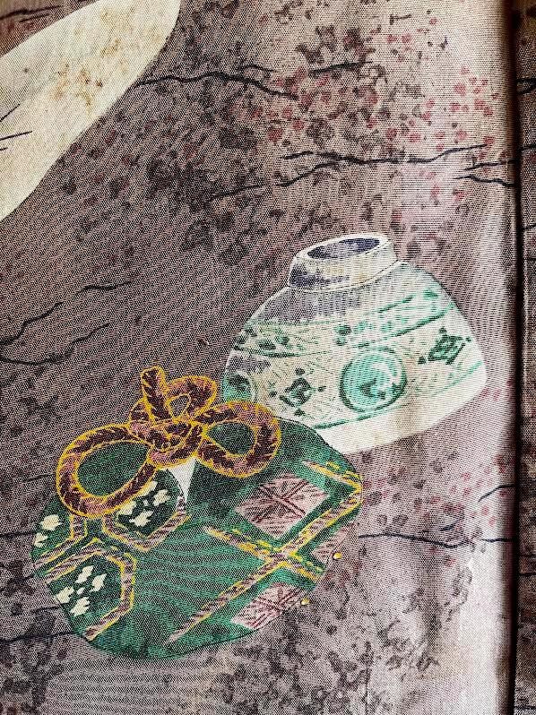 Men’s Antique Haori – Black Silk Maruni Tachibana Montsuki Chashitsu