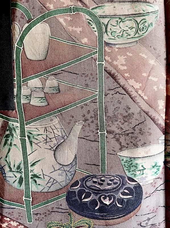 Men’s Antique Haori – Black Silk Maruni Tachibana Montsuki Chashitsu