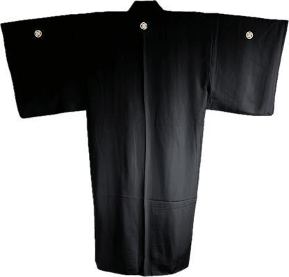Men's Antique Japanese Formal Kimono TakanoHane Montsuki Black Silk 004