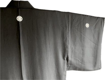 Men's Antique Japanese Formal Kimono TakanoHane Montsuki Black Silk 004