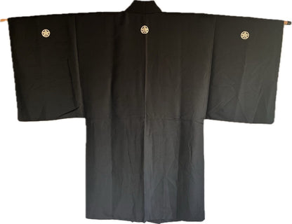 Men’s Antique Japanese Haori Tachibana Montsuki Kinkakuji & Jinja Kyoto