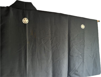 Men’s Antique Japanese Haori Tachibana Montsuki Kinkakuji & Jinja Kyoto