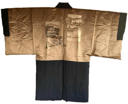 Men’s Antique Japanese Haori Tachibana Montsuki Kinkakuji & Jinja Kyoto
