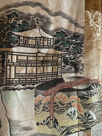Men’s Antique Japanese Haori Tachibana Montsuki Kinkakuji & Jinja Kyoto
