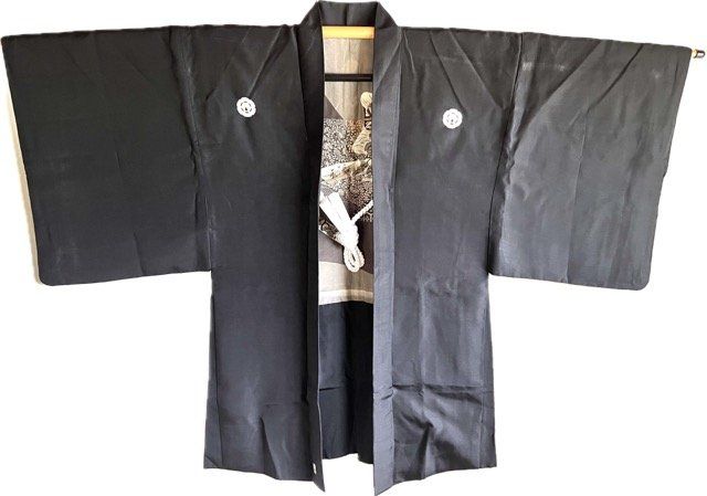 Men's Antique Samurai Haori Black Silk Monstuki– Busho no Ikusa