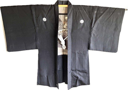 Men's Antique Samurai Haori Black Silk Monstuki– Busho no Ikusa