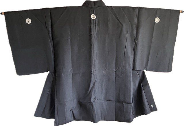 Men's Antique Samurai Haori Black Silk Monstuki– Busho no Ikusa