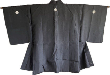 Men's Antique Samurai Haori Black Silk Monstuki– Busho no Ikusa