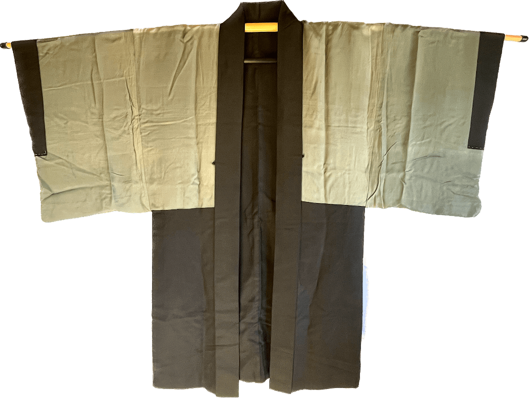 Men’s Antique Samurai Haori Black Silk Mokkou Montsuki Takeda Clan Warrior
