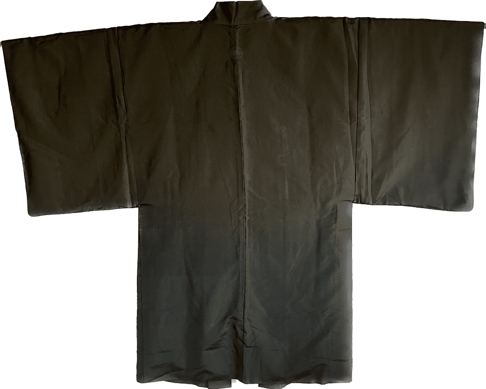 Men’s Antique Samurai Haori Black Silk Mokkou Montsuki Takeda Clan Warrior