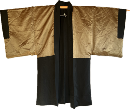 Antique Japanese Men’s Haori - Black Silk Montsuki with Toshogu Nikko Japan