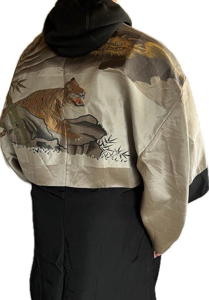 Men's Haori antique - Agarifuji Montsuki Tiger VS Dragon