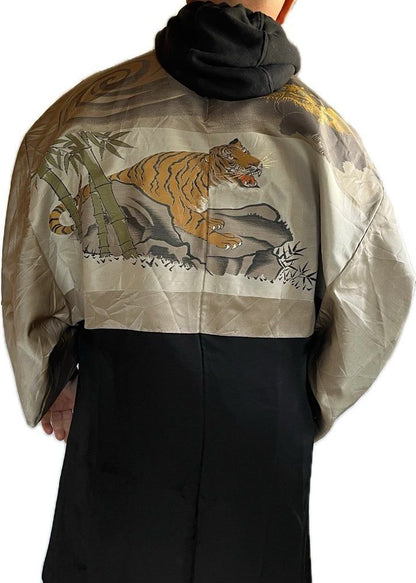Men's Haori antique - Agarifuji Montsuki Tiger VS Dragon