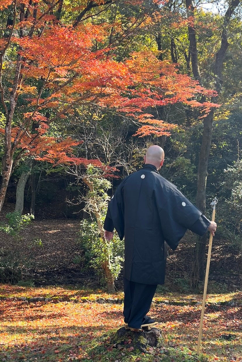 Men’s Haori Black Silk Katabami Montsuki Fuji & Dragon RYU