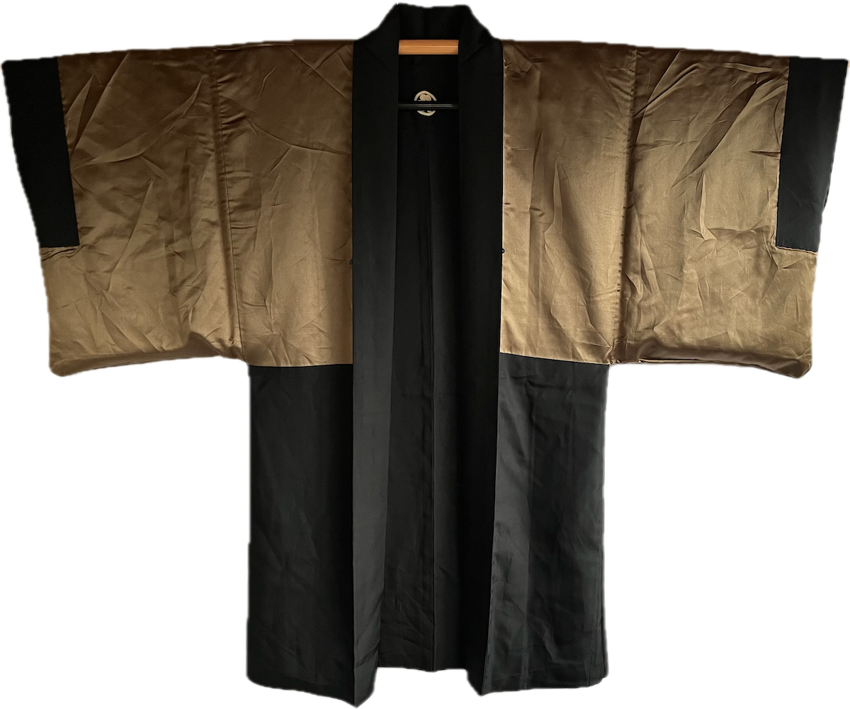 Men’s Haori Black Silk Katabami Montsuki Fuji & Dragon RYU