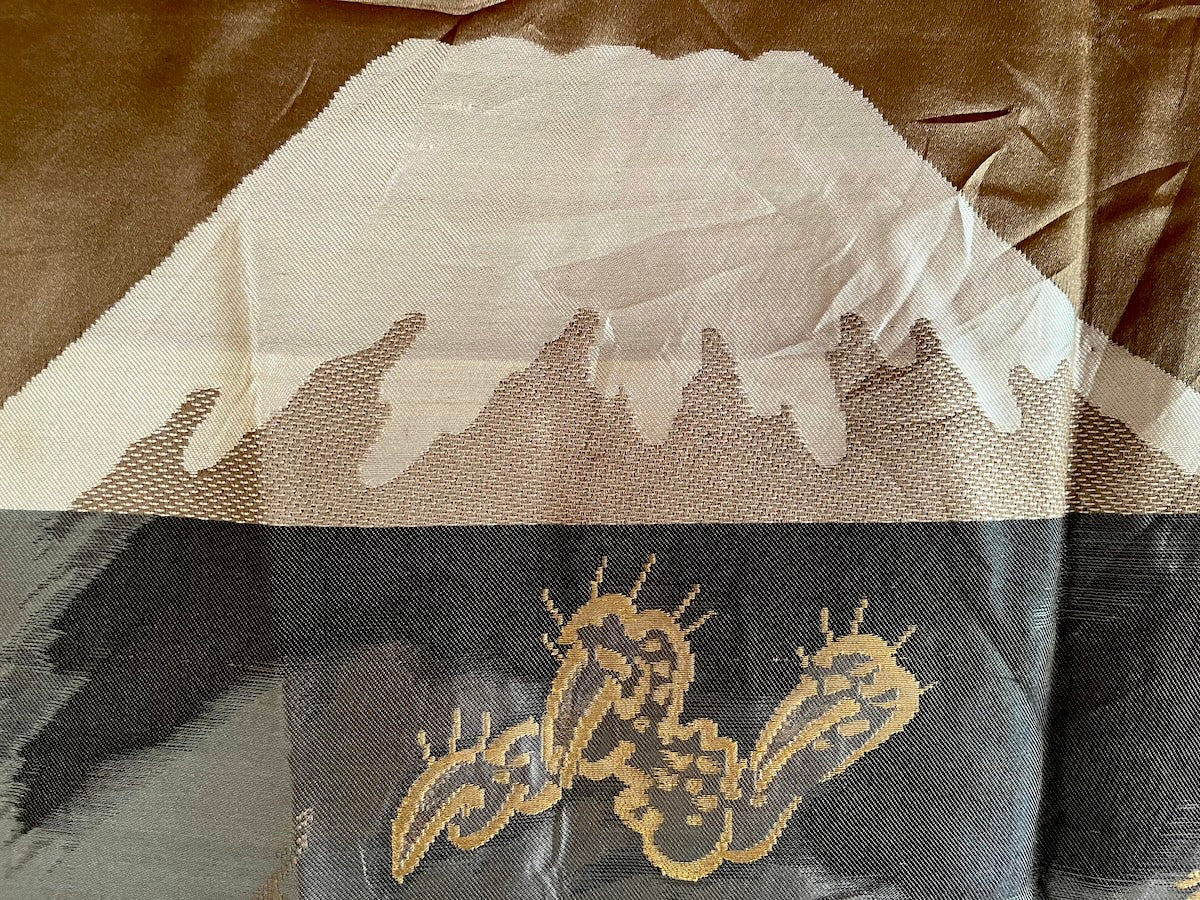 Men’s Haori Black Silk Katabami Montsuki Fuji & Dragon RYU