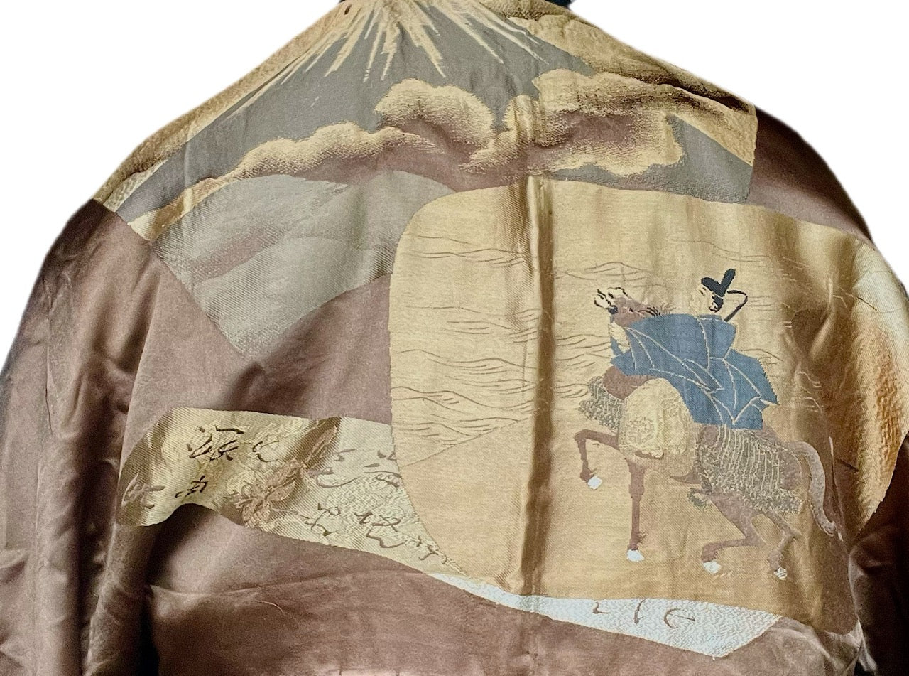 Men's Japanese Antique Haori - Tomoe Montsuki - Yoritomo’s Journey to Mount Fuji