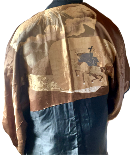 Men's Japanese Antique Haori - Tomoe Montsuki - Yoritomo’s Journey to Mount Fuji
