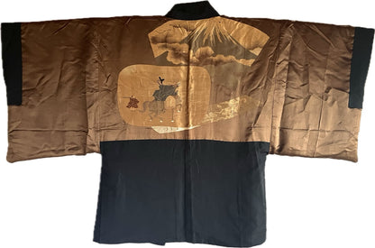 Men's Japanese Antique Haori - Tomoe Montsuki - Yoritomo’s Journey to Mount Fuji