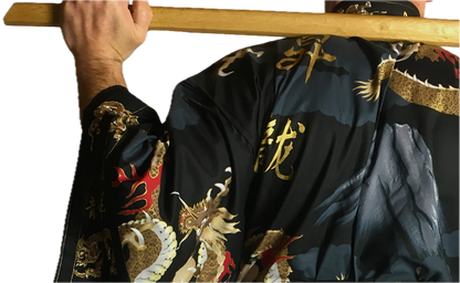 Men’s Happi Fuji To Ryu Black Cotton Mt. Fuji and Dragon Design Made in Japan