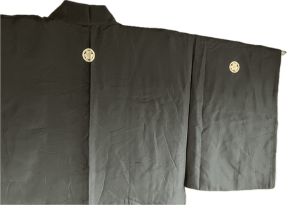 Men’s Japanese Haori – Black Silk Katabami Montsuki Kyomizudera Temple & Himeji Castle