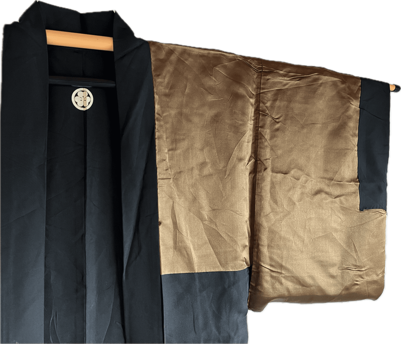 Men’s Japanese Haori – Black Silk Katabami Montsuki Kyomizudera Temple & Himeji Castle