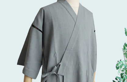 Men's Japanese Jinbei Gray Linen Look Chambray Made in Japan