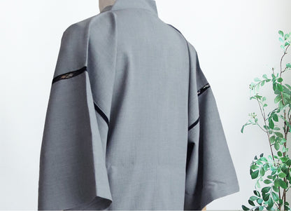 Men's Japanese Jinbei Gray Linen Look Chambray Made in Japan