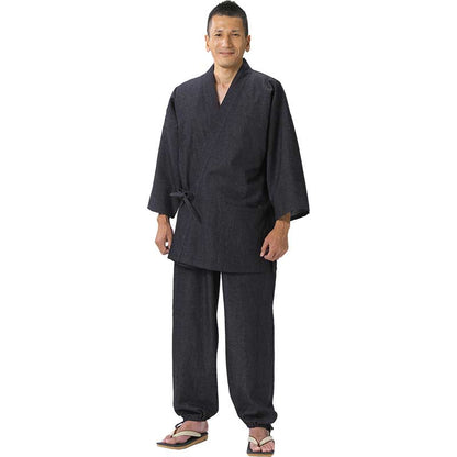 Men’s Japanese Samue Set Black Cotton Denim Workwear Made in Japan