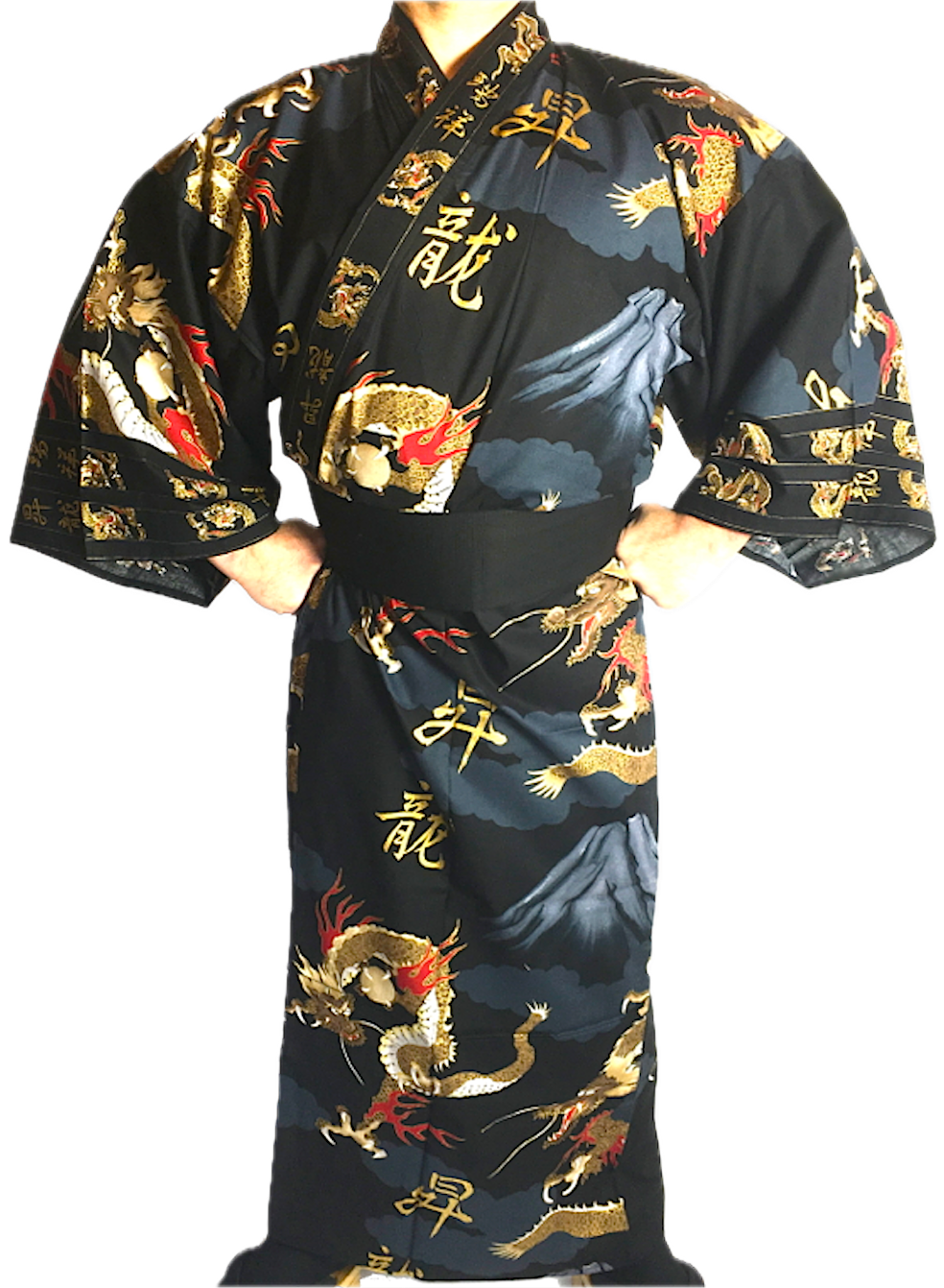Men's Japanese Yukata Fujiyama & Dragon Made in Kyoto Japan