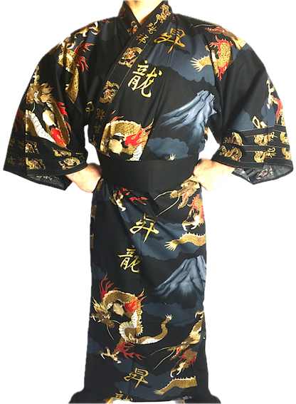 Men's Japanese Yukata Fujiyama & Dragon Made in Kyoto Japan