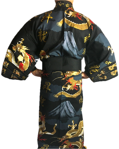 Men's Japanese Yukata Fujiyama & Dragon Made in Kyoto Japan