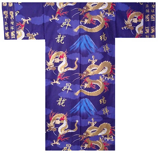 Men's Japanese Yukata Fujiyama & Dragon Made in Kyoto Japan