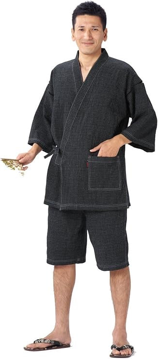 Men’s Jinbei – Kurume Chijimi Ori “Bunjin Gara” Made in Japan