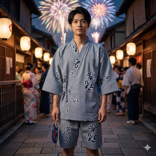 Men’s Jinbei “Joyous” – Lightweight Cotton – Made in Kyoto Japan