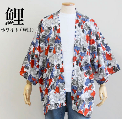Men’s Koi & Daruma Haori Jacket Cotton - Made in Japan