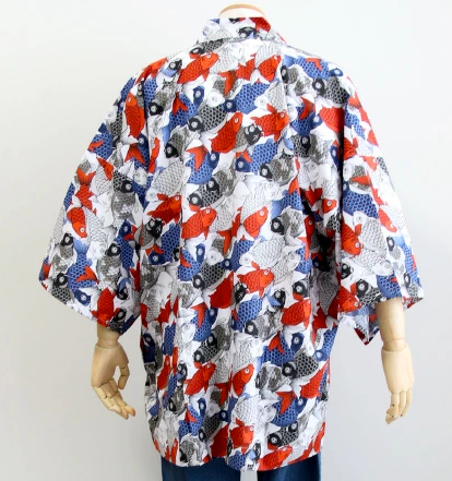 Men’s Koi & Daruma Haori Jacket Cotton - Made in Japan
