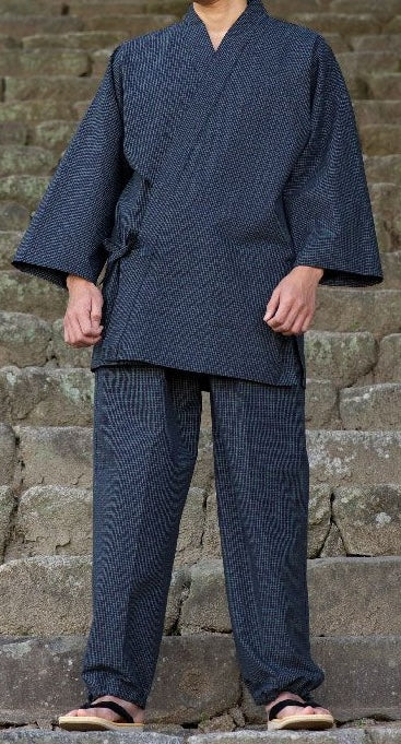 Men's Samue Bujin Ori Navy Cotton Made in Kurume Japan BujindoShop