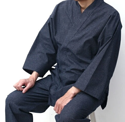 Men's Samue Bujin Ori Navy Cotton Made in Kurume Japan BujindoShop
