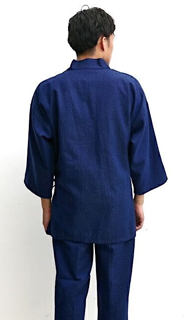 Men’s Samue Stripe Ori Navy blue Durable Cotton Made in Kurume Japan BujindoShop