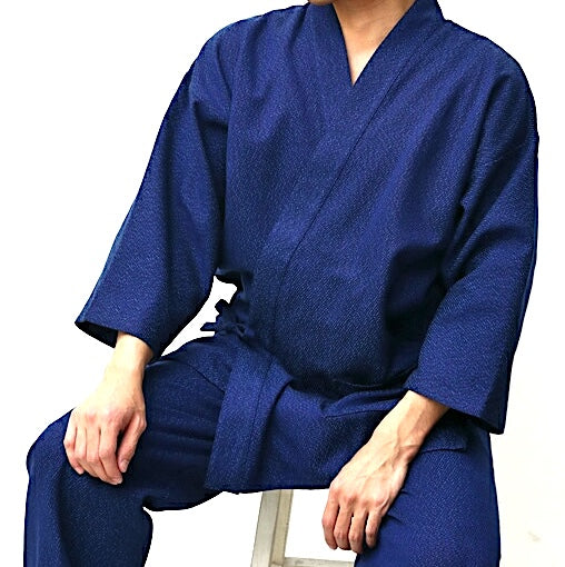 Men’s Samue Stripe Ori Navy blue Durable Cotton Made in Kurume Japan BujindoShop