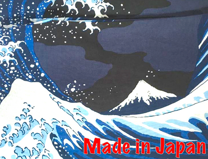 Men’s Yukata Nami Hokusai  Navy Blue - Great wave of Kanagawa - Made in Japan