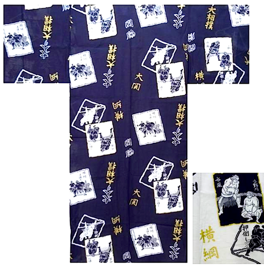 Men’s Japanese Yukata “Sumo” Wrestler Pattern Made in Kyoto Japan