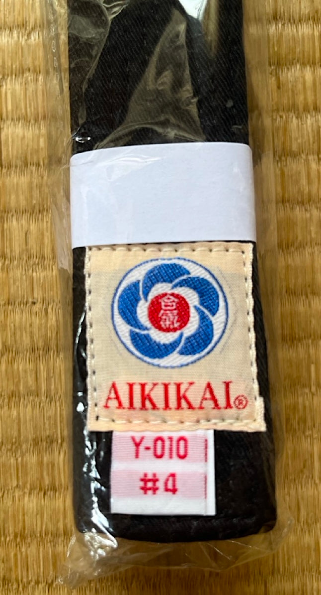 Mitsuboshi Y-010 Aikido Obi Black Cotton Belt Size 4 (275 cm)  Made in Japan