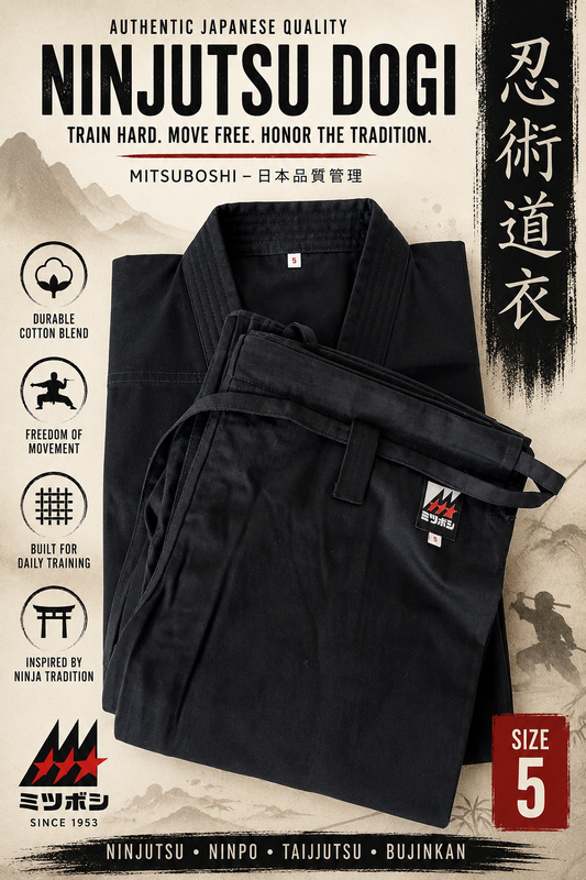 Mitsuboshi K-350 Black Ninjutsu Uniform Size 5