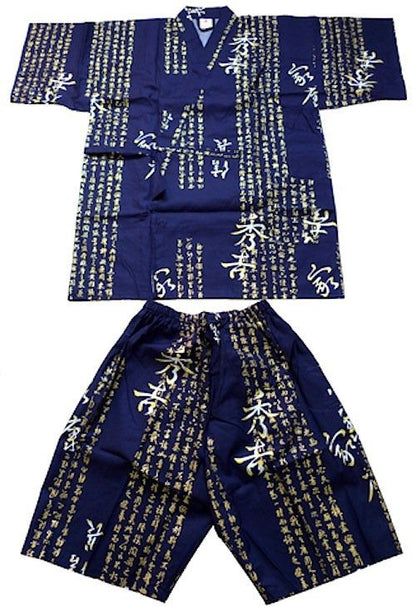 Navy Blue Hideyoshi Shogun Jinbei for Boys – Made in Japan