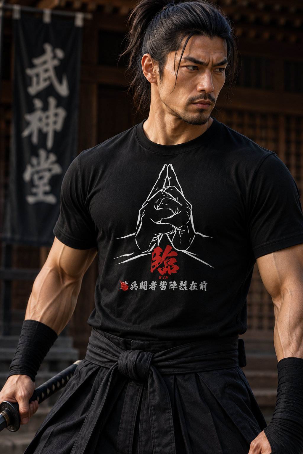 Ninja Kuji Kiri RIN Goshin Ho T-Shirt – Black